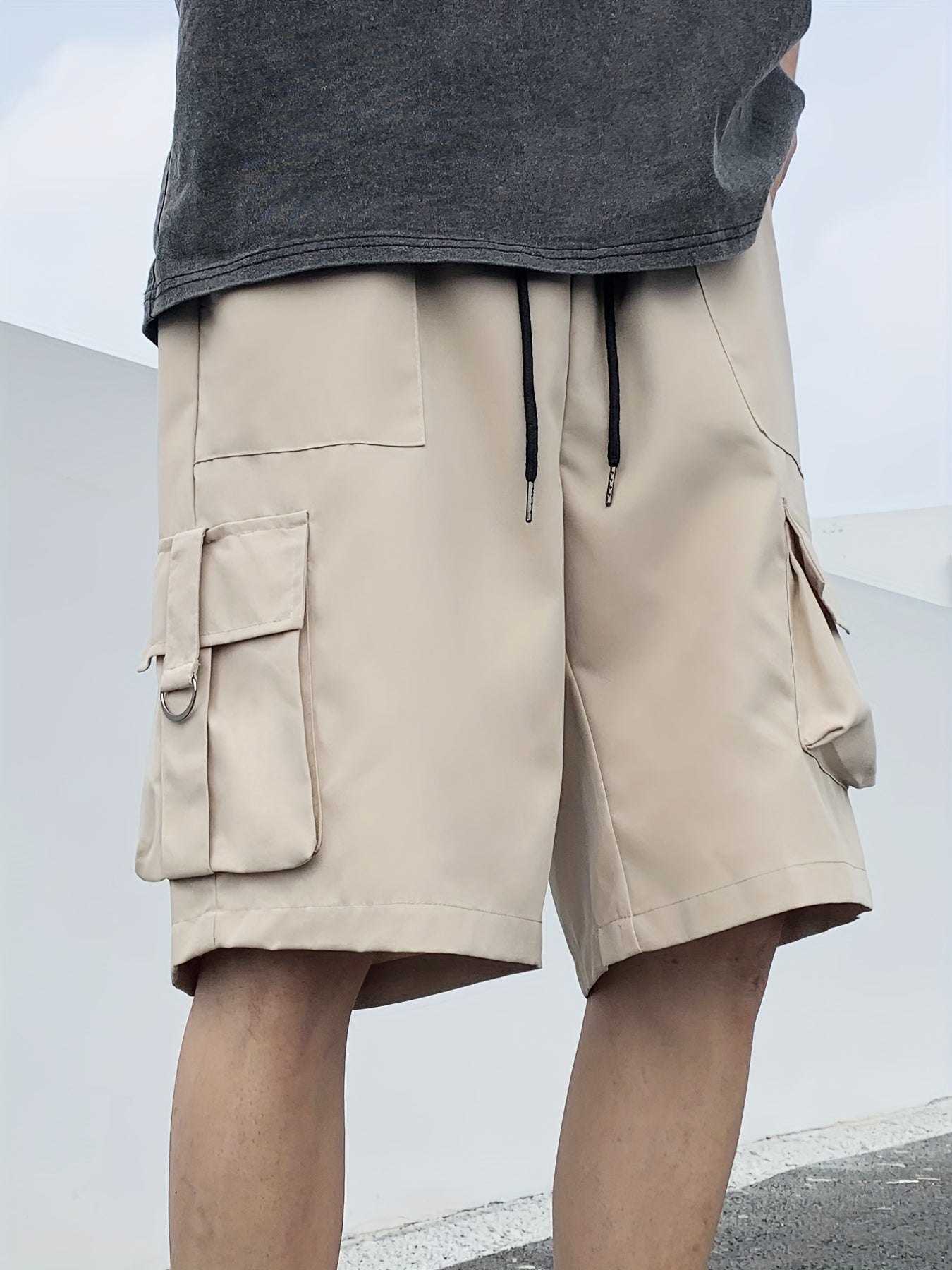 Men's Casual Cargo Shorts with Drawstring Waist - Summer Outdoor Activities