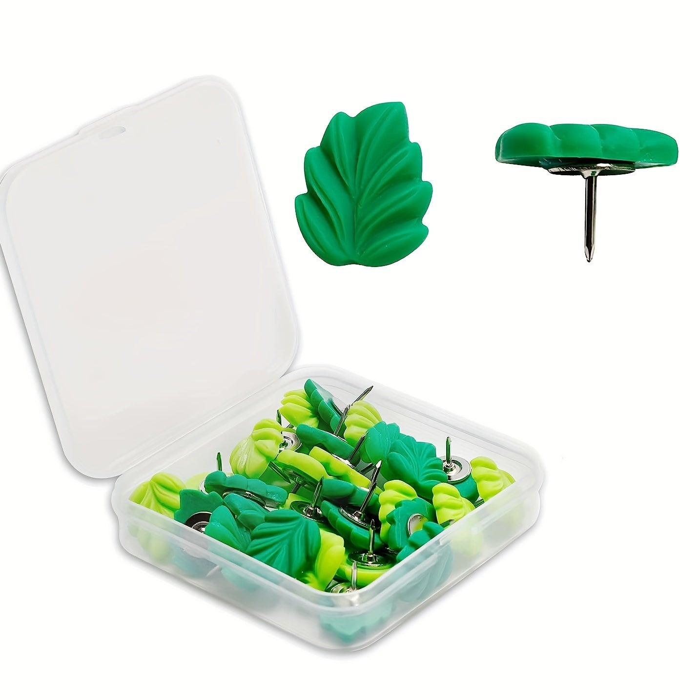 20pcs Green Leaves Push Pins Decorative Board Tacks for Photos Wall