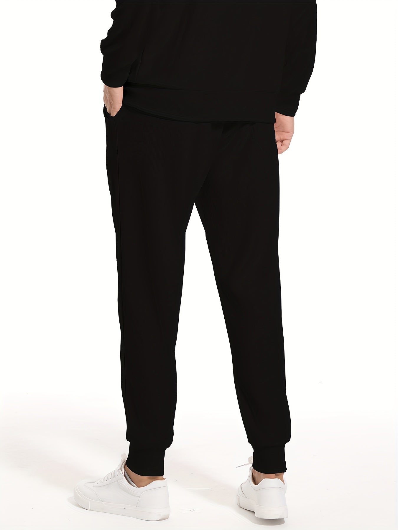 Waffle Pattern Drawstring Sweatpants Loose Fit Pants Men