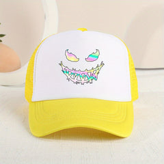 Devil Face Stitching Mesh Cap Sun Protection Breathable Cap