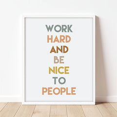 Be Kind Work Hard Wall Decor 8x10in