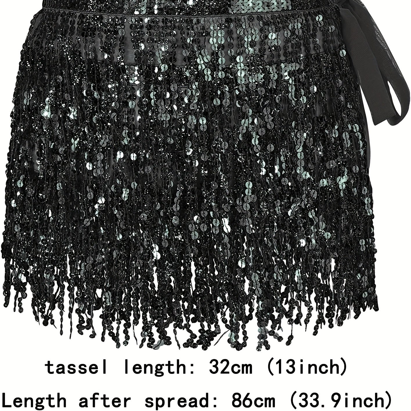 Y2K Sequin Tassel Hip Skirt Belly Dance Wrap Party Costume