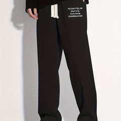 Men's Cotton Sweatpants Solid Loose Fit Drawstring Pants