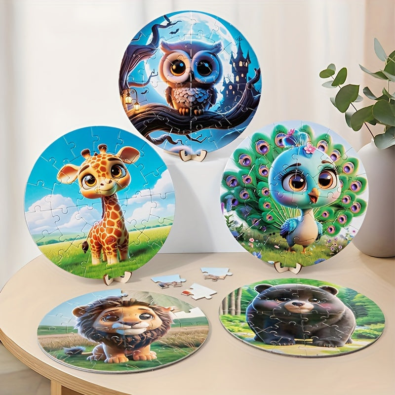 28pcs Magnetic Round Animal Puzzle Toys for Kids Educational