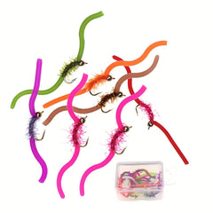 10pcs Squirmy Wormy Fly Trout Fishing Lures with Brass Bead