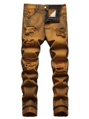 Men's Vintage Skinny Ripped Slim Fit Denim Jeans