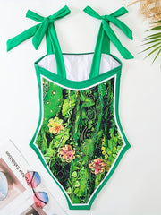 Plant Two-Piece Swimsuit with Cover Up Skirt