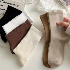 6 Pairs All-match Solid Socks Women's Stockings & Hosiery