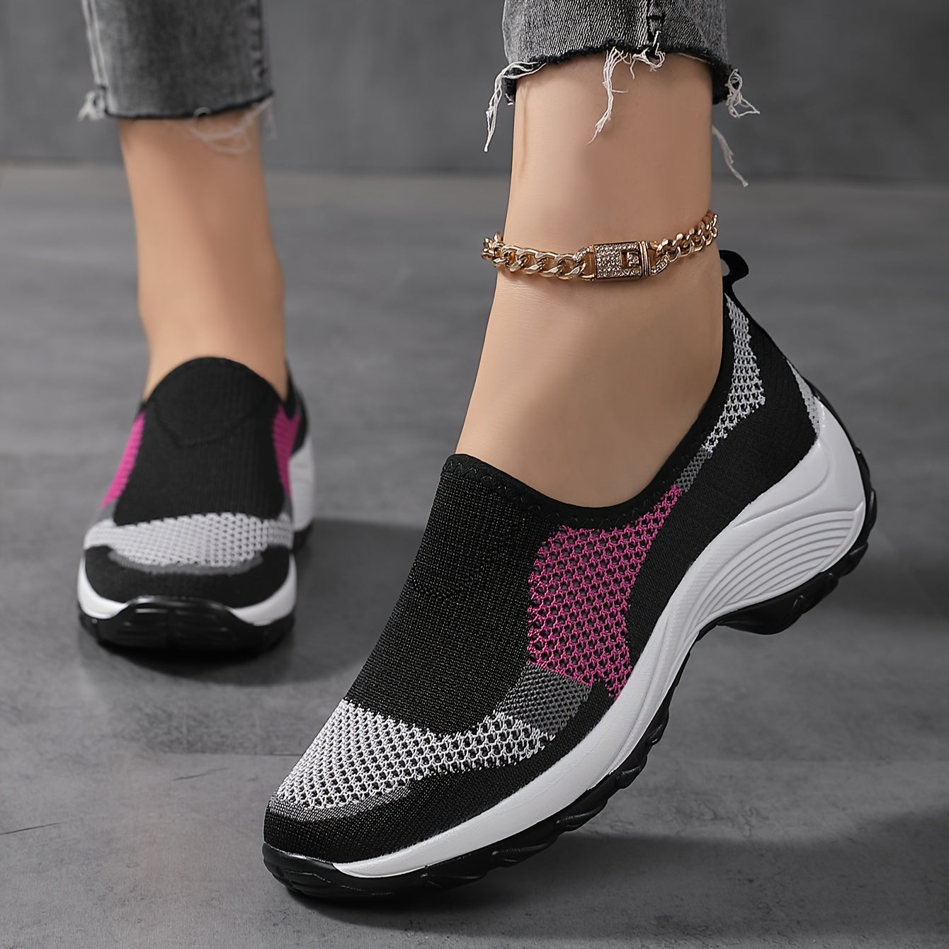 Women's Contrast Running Shoes Breathable Mesh for Outdoor Style
