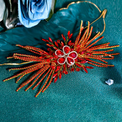 Red Rhinestone Bridal Hair Comb Bridesmaid Headpiece