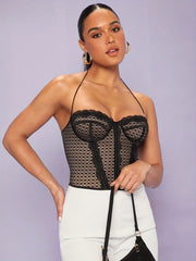 Lace Stitching Tummy Control Slimmer Halter Top Women's Shapewear