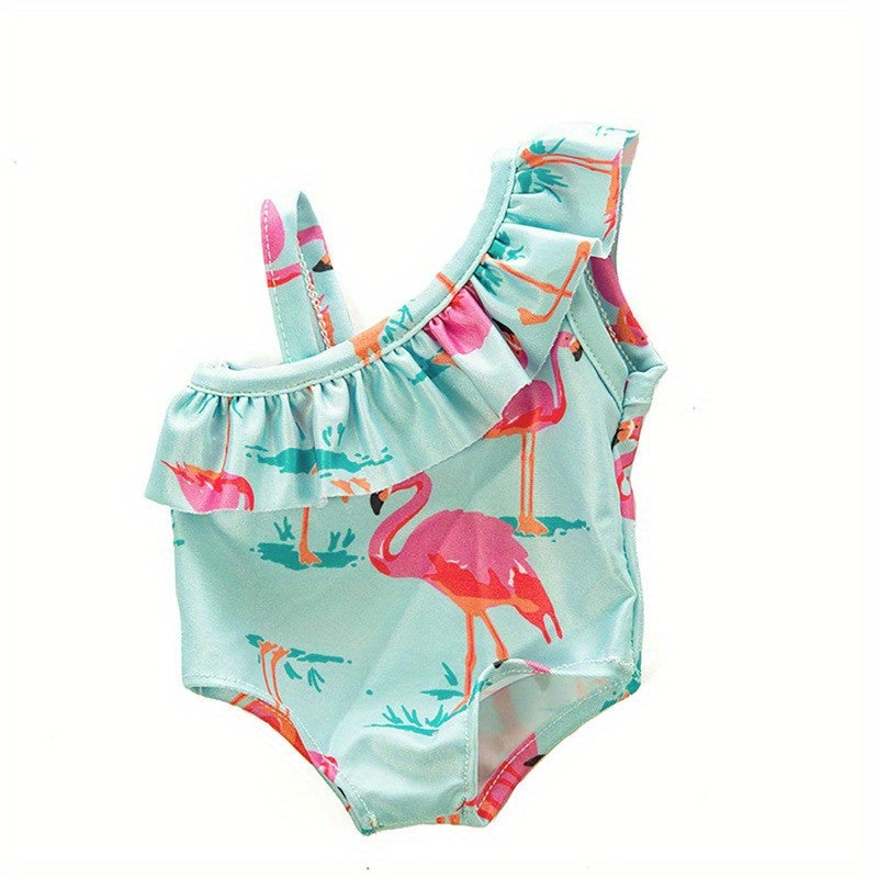 Flamingo Jumpsuit Swimsuit for 17-18 Inch Newborn Baby Girl Dolls