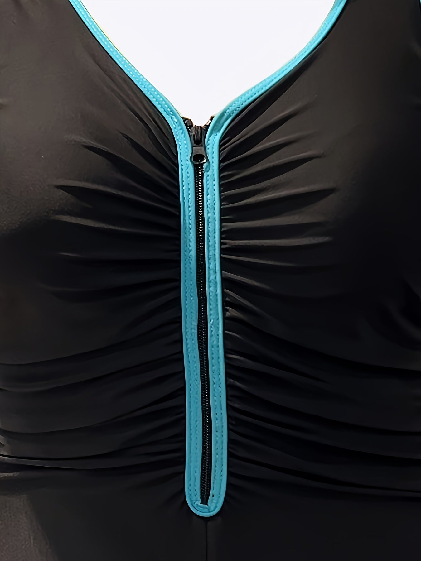 Sporty Swimsuit Women's Plus Zipper Front One Piece Bathing Suit