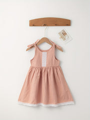 Sweet Suspender Dress with Lace Trim for Baby Girl