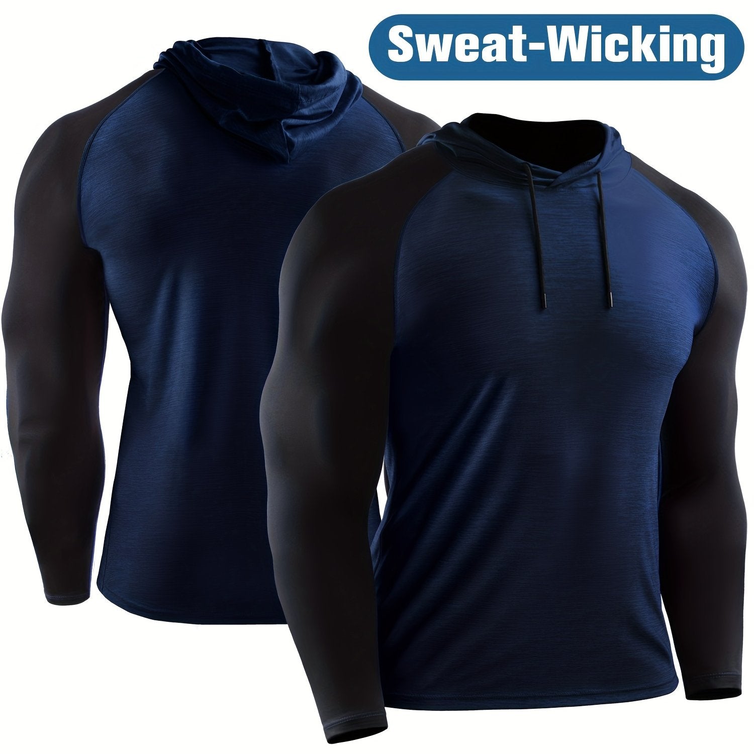 Men's Fast Drying Long Sleeve Hooded Shirt Active Slim Fit Top