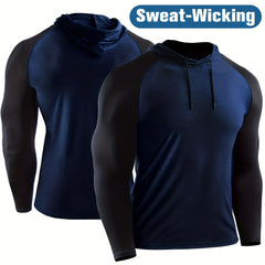 Men's Fast Drying Long Sleeve Hooded Shirt Active Slim Fit Top