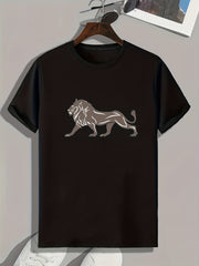 Lion Pattern Print Men's Sports T-shirt Graphic Tee