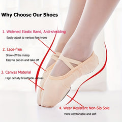 Women's Cross Straps Ballet Dance Shoes Split Sole Lace Ballet Shoes