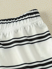 Stripe Print Pajama Set Cami Top & Shorts