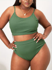 Ribbed Knit Bra & High Rise Panty Swimsuit Set