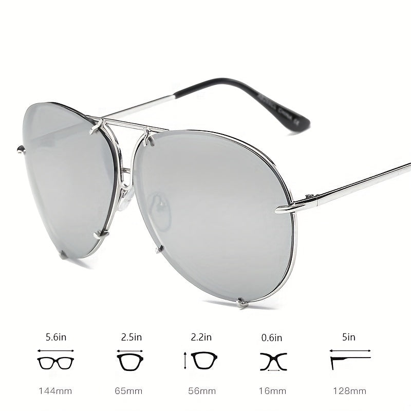 Large Aviator Sunglasses Mirrored UV400 Sun Shades Retro Double Bridge