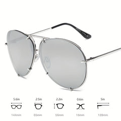 Large Aviator Sunglasses Mirrored UV400 Sun Shades Retro Double Bridge