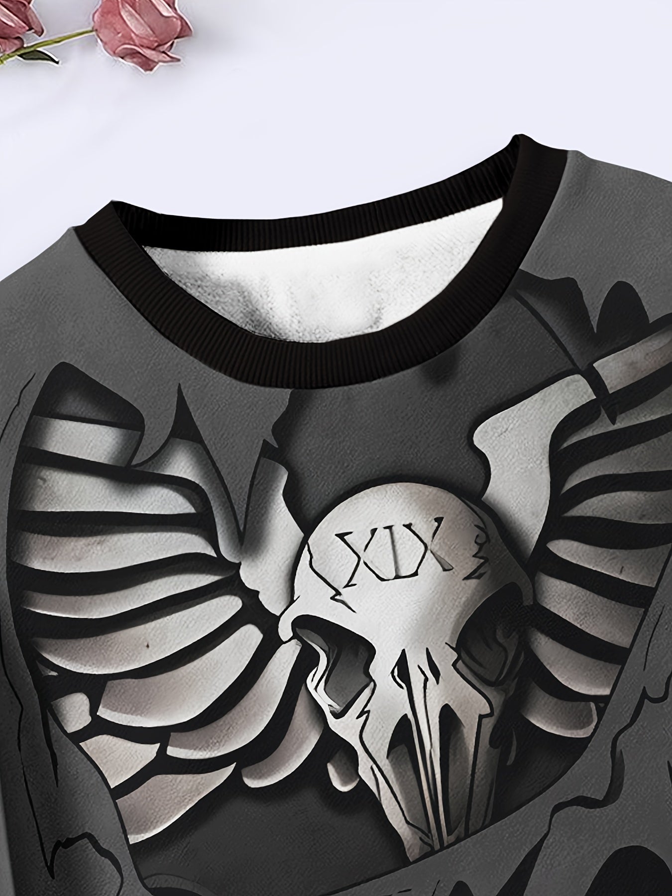 Skull Graphic Long Sleeve Sweatshirt Comfy Pullover Tops