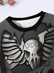 Skull Graphic Long Sleeve Sweatshirt Comfy Pullover Tops