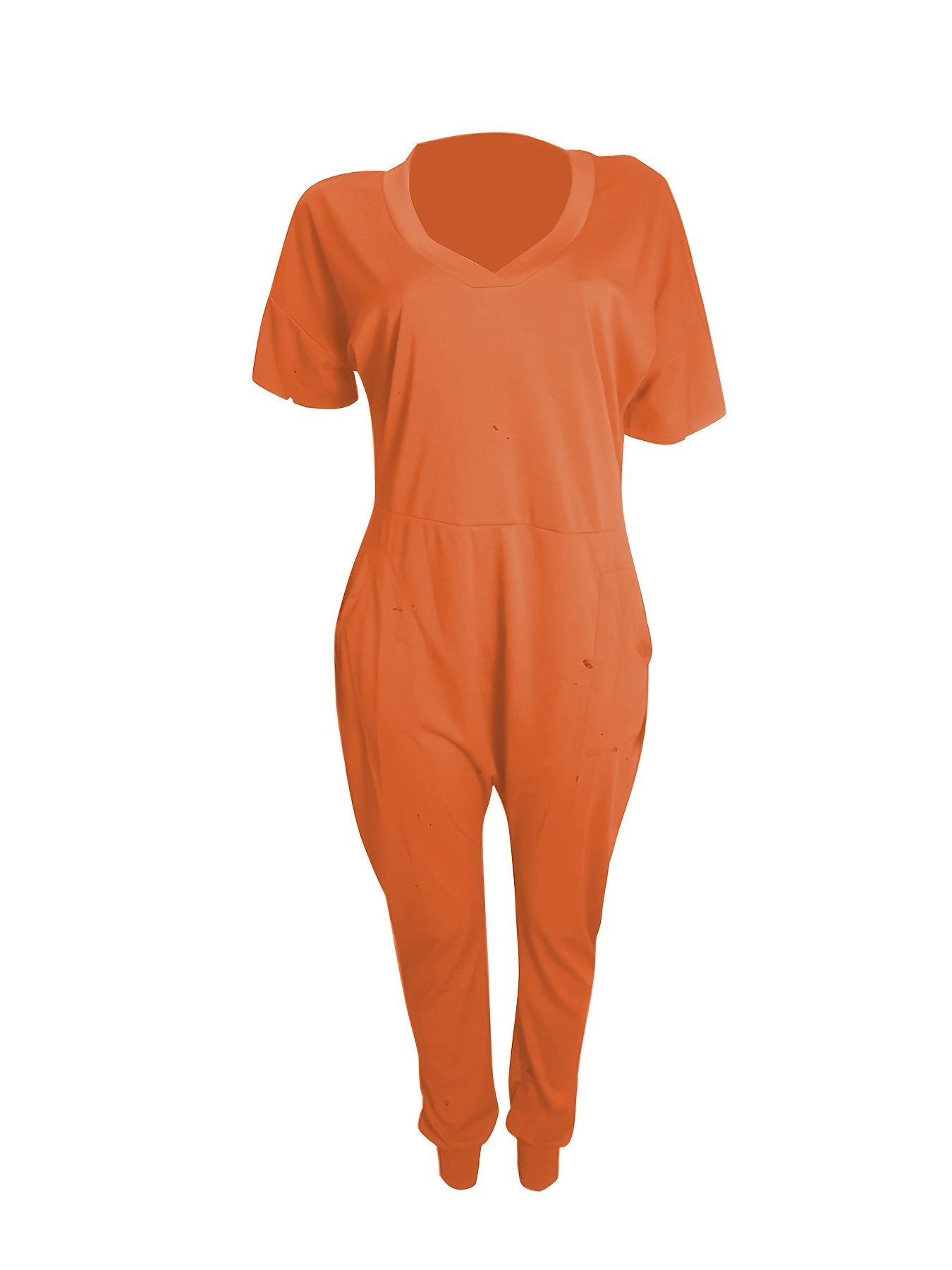 Solid Short Sleeve V Neck Tee & Pants Outfits Set