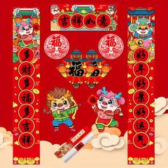 Chinese New Year Dragon Decoration Set with Spring Couplet, Auspicious Meaning