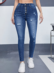 Fringe Trim Skinny Jeans