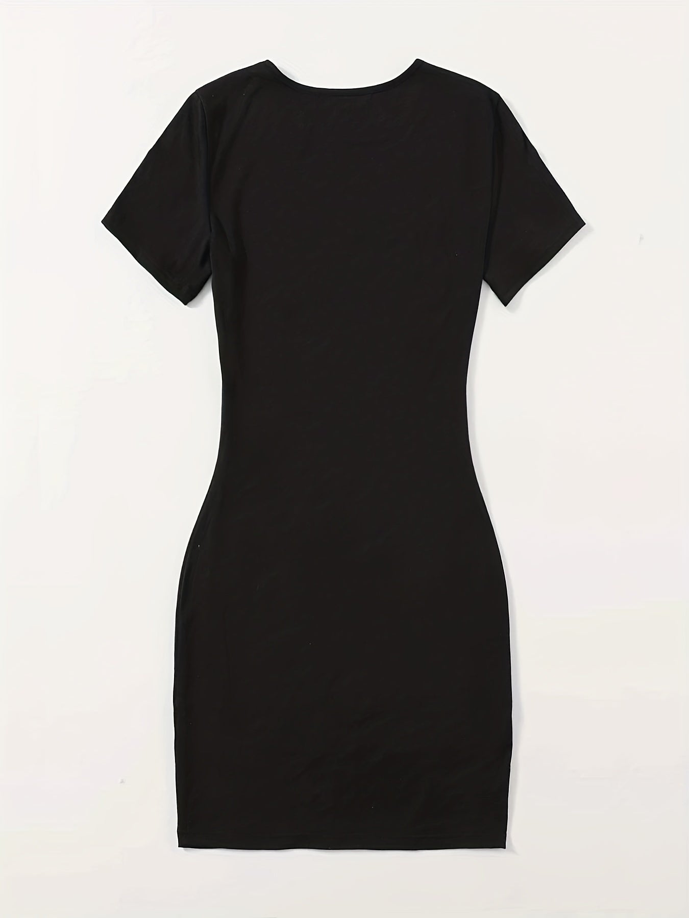 Letter & Heart Print Bodycon Dress Casual Tee Dress