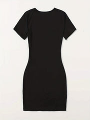 Letter & Heart Print Bodycon Dress Casual Tee Dress
