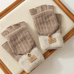 Meromibe Winter Warm Knitted Half Finger Gloves For Women
