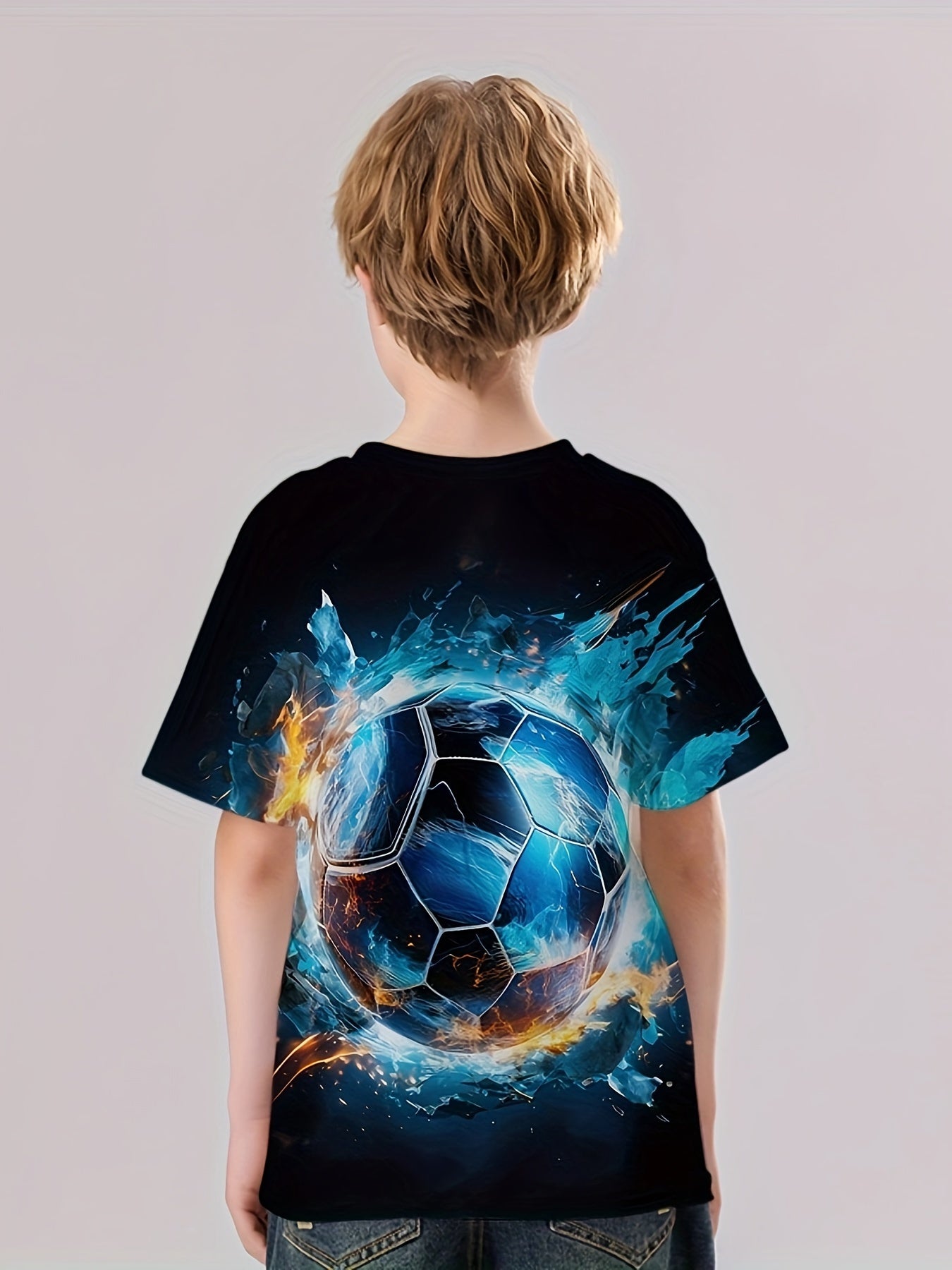 Football 3D Print Boys Short Sleeve Tee For Kids Gift Idea