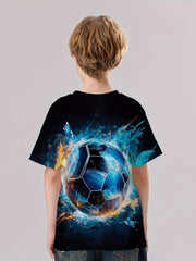 Football 3D Print Boys Short Sleeve Tee For Kids Gift Idea