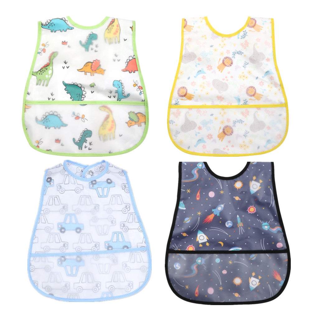 Waterproof Baby Bibs with Crumb Catcher Pocket