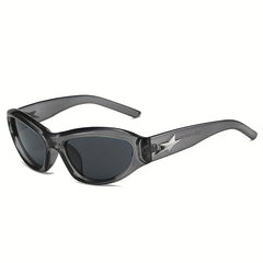 Cat Eye Sunglasses Y2K Wrap Around Star Decor UV Blocking