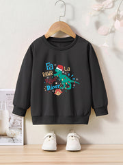 Christmas Dinosaur Pattern Sweatshirt for Toddlers