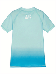 Boy's Short Sleeve Swimsuit Cartoon Shark Print Bathing Suit