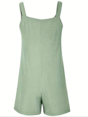 Sleeveless Wide Leg Pocket Front Romper Women's Clothing