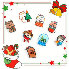 8pcs Christmas Cartoon Brooch For Boys