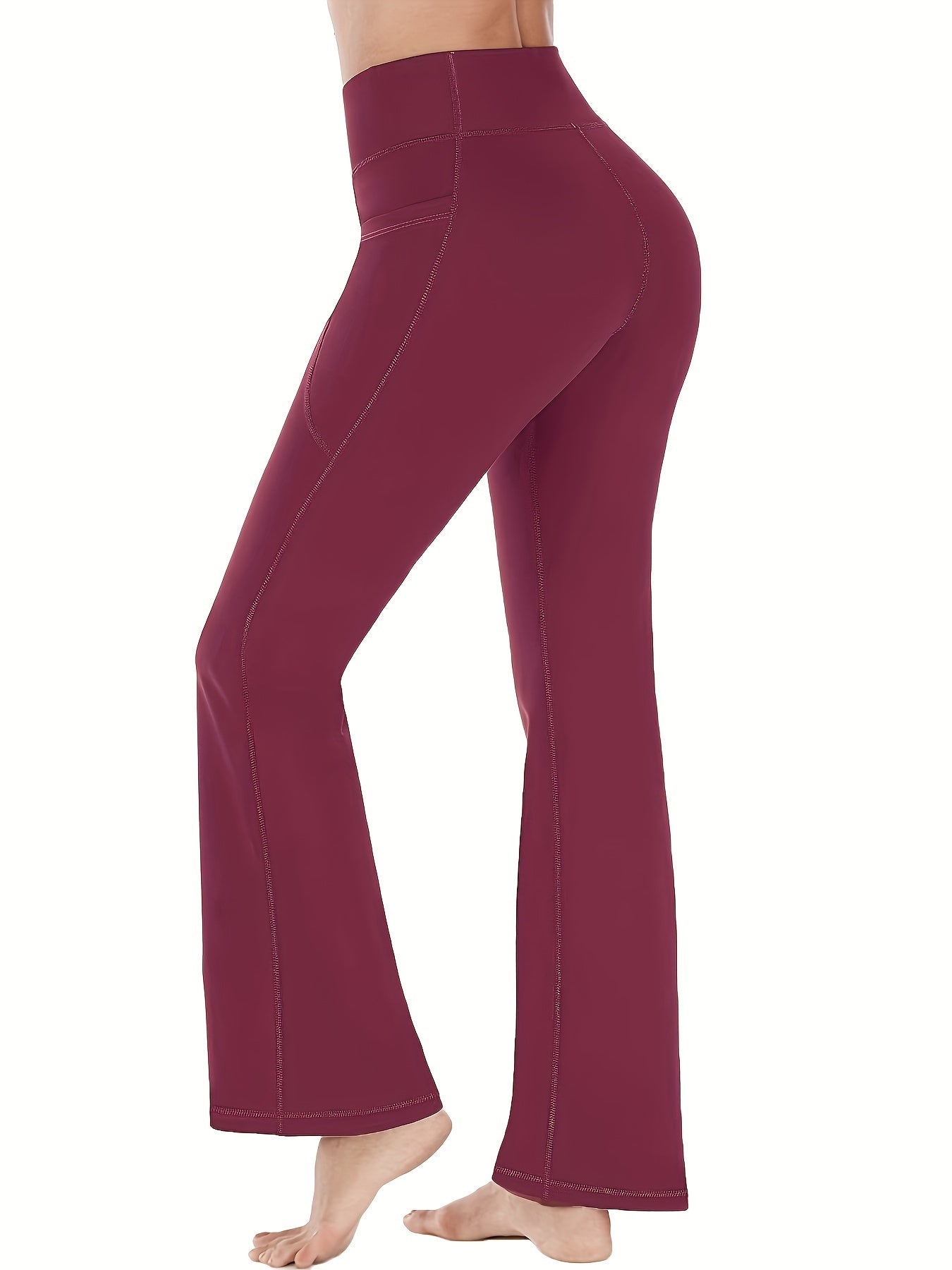 Women's Flare Leggings With Pockets Bootcut Yoga Pants High Waist Tummy Control
