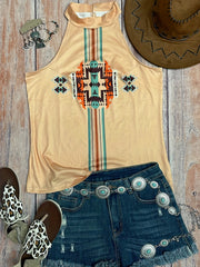 Vintage Graphic Halter Top Sleeveless Casual Tee