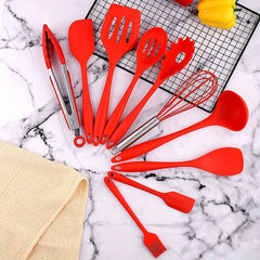 10pcs Silicone Kitchen Utensils Set Spoon Spatula Egg Beater Brush Baking Kit