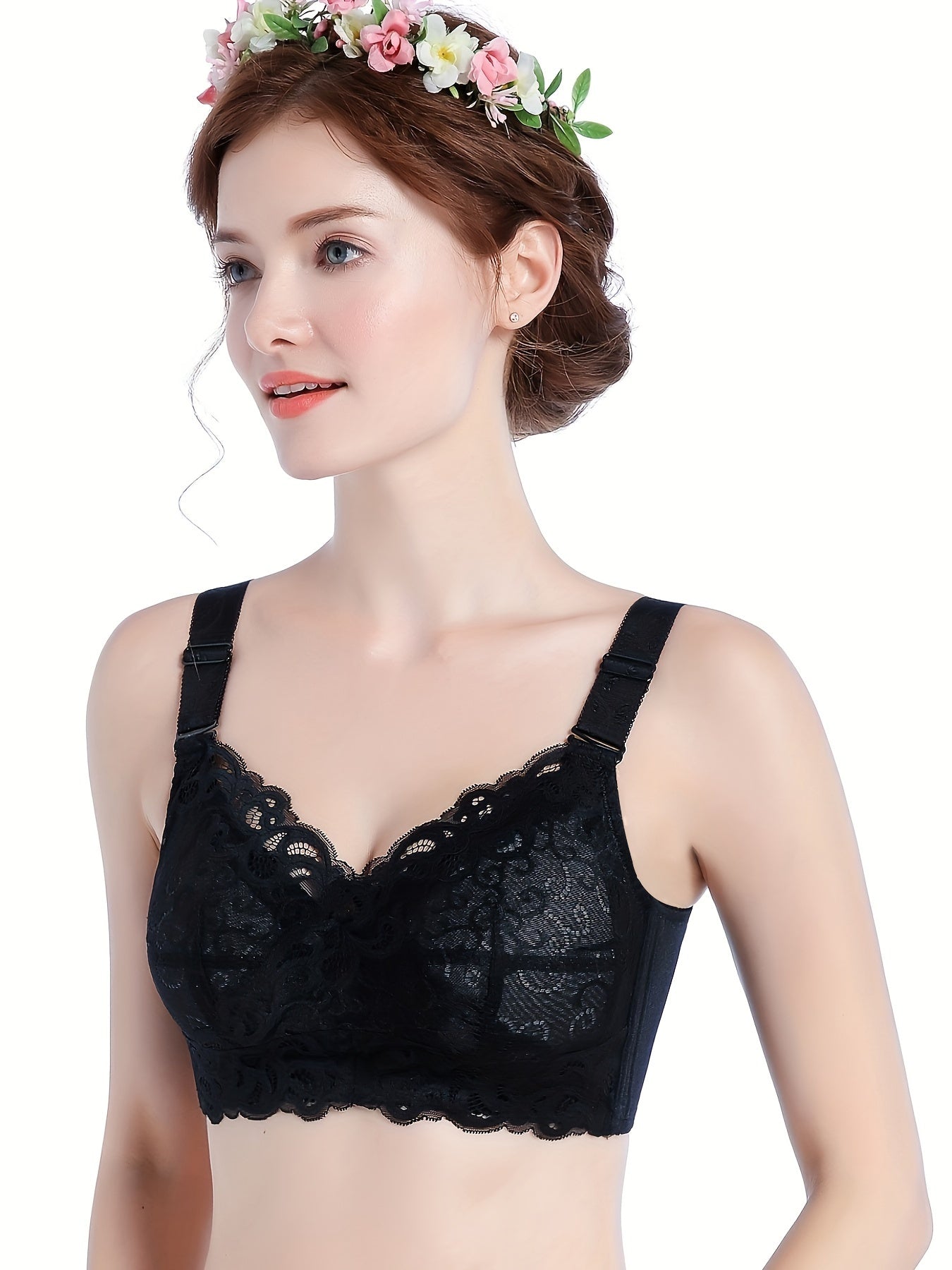 Floral Lace Full Coverage Bras Comfy & Breathable Intimates Bra