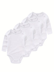 4Pcs Set Unisex Long Sleeve Baby Bodysuits Cotton Newborn Baby Clothes