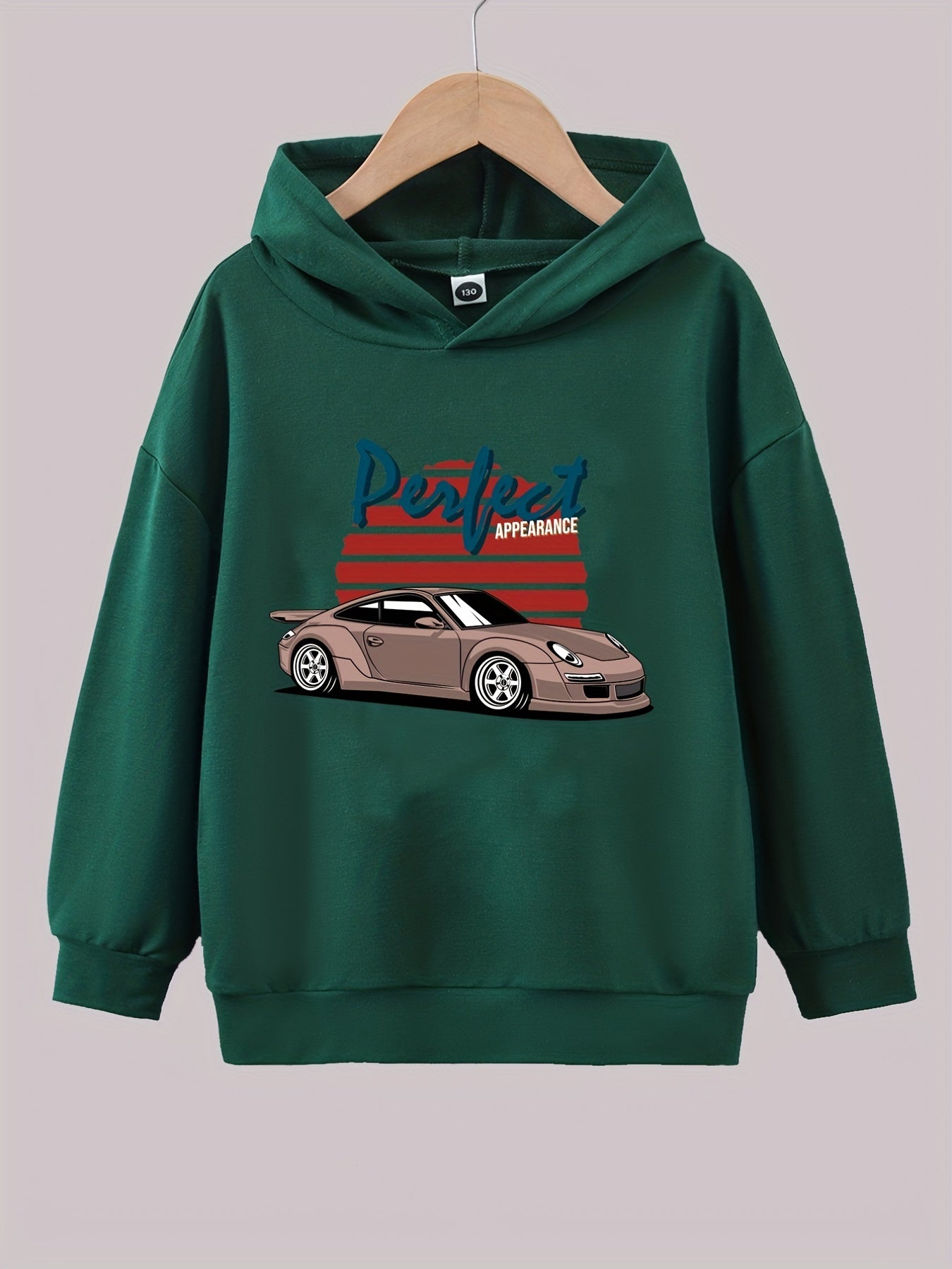 Boys Racing Car Print Hooded Sweatshirt for Spring Fall
