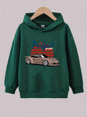 Boys Racing Car Print Hooded Sweatshirt for Spring Fall