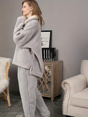 Cozy Fuzzy Lounge Set Top & Pants Women's Loungewear